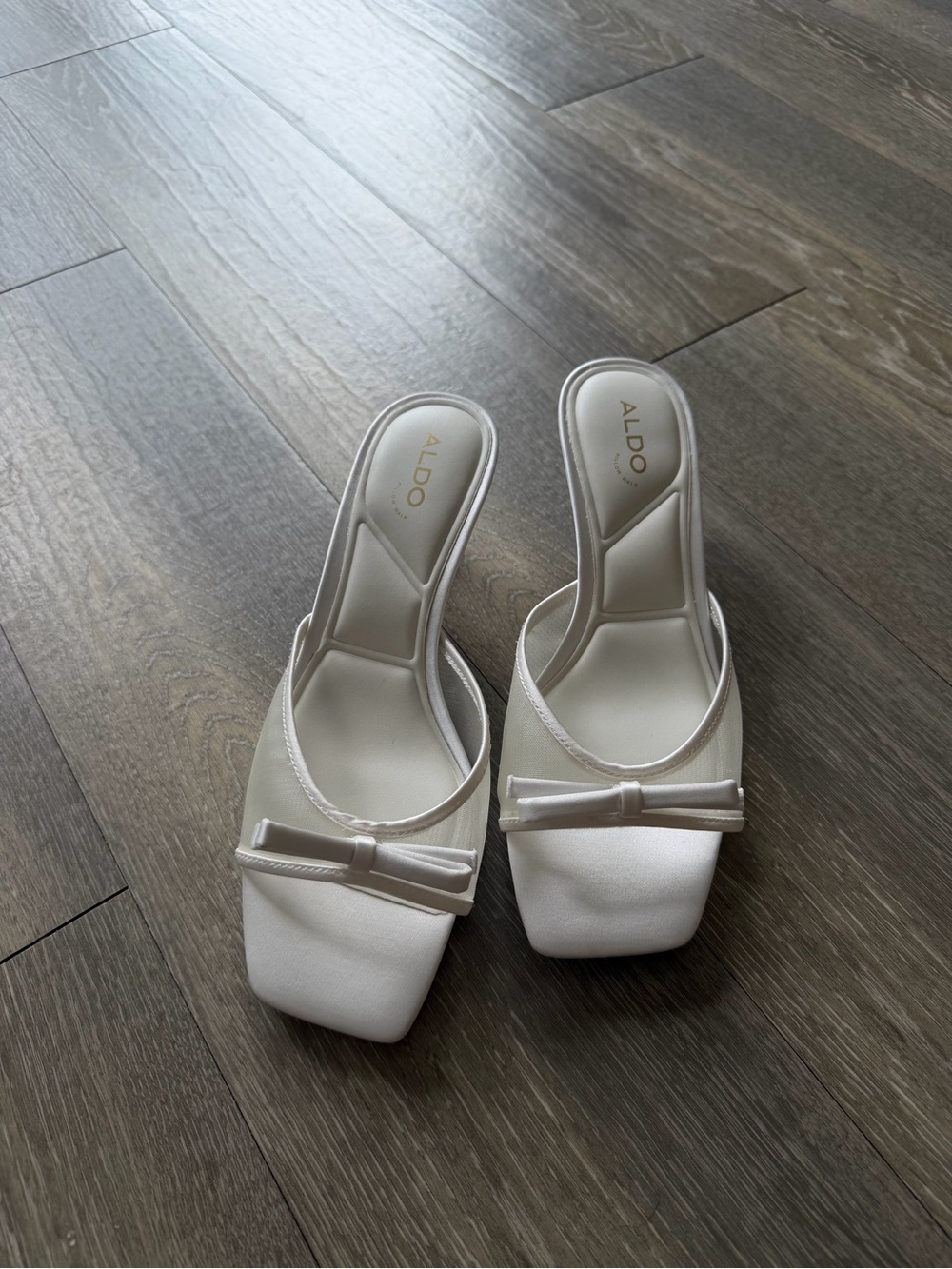 ALDO Begoniaa White Textile Mesh Kitten Heels